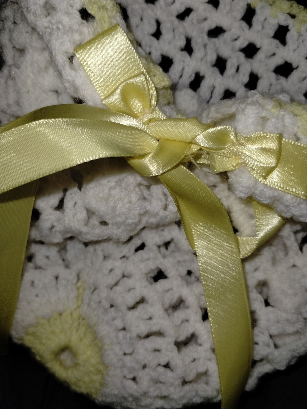 Baby Hat Crochet White Yellow Accents